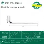 Short flat head hex wrench 4mm 82308