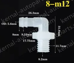 8-M12-M thread right angle elbow