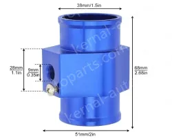Water Temperature Connector Tube, Radiator Sensor, Temperature Sensor Connector, 38mm Aluminum, with Clamp