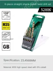 Set of 6 straight shanks with cobalt twist drills