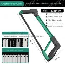 Industrial Heavy Duty 12 inch all-aluminum hacksaw stand includes 10 carbon hacksaw blades + 7 multi-function saw blades