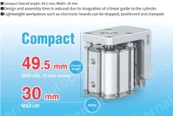 Compact Cylinder with Linear Guide MXZ Series ø12, ø16, ø20, ø25