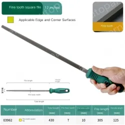 Fine-toothed square file 12 inches with a total length of 430mm